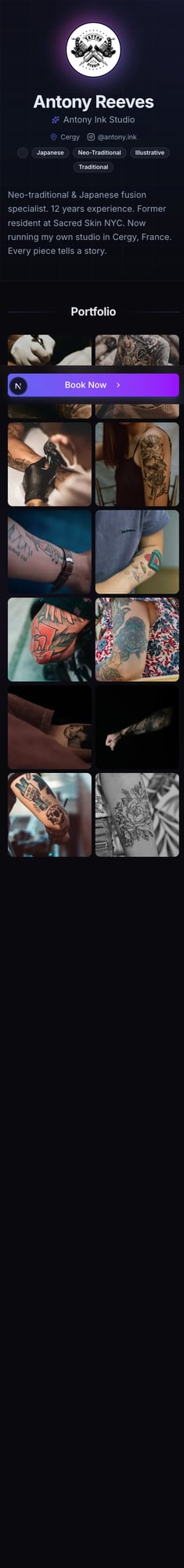 InkPoke booking page